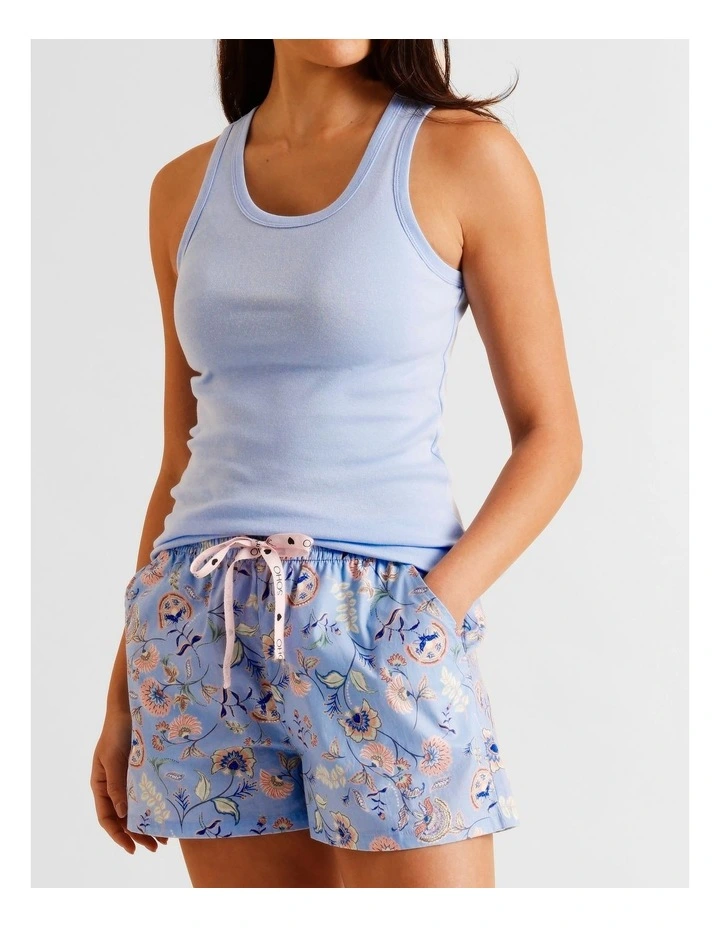 Essentials Woven PJ Short in Blue Paisley Print image 2