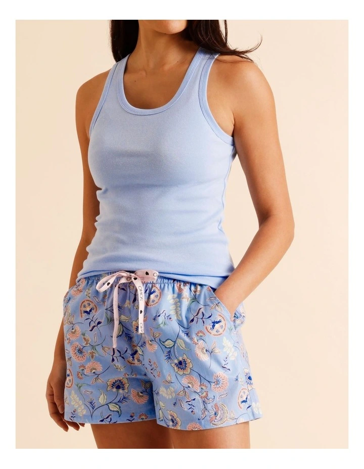 Essentials Woven PJ Short in Blue Paisley Print image 2