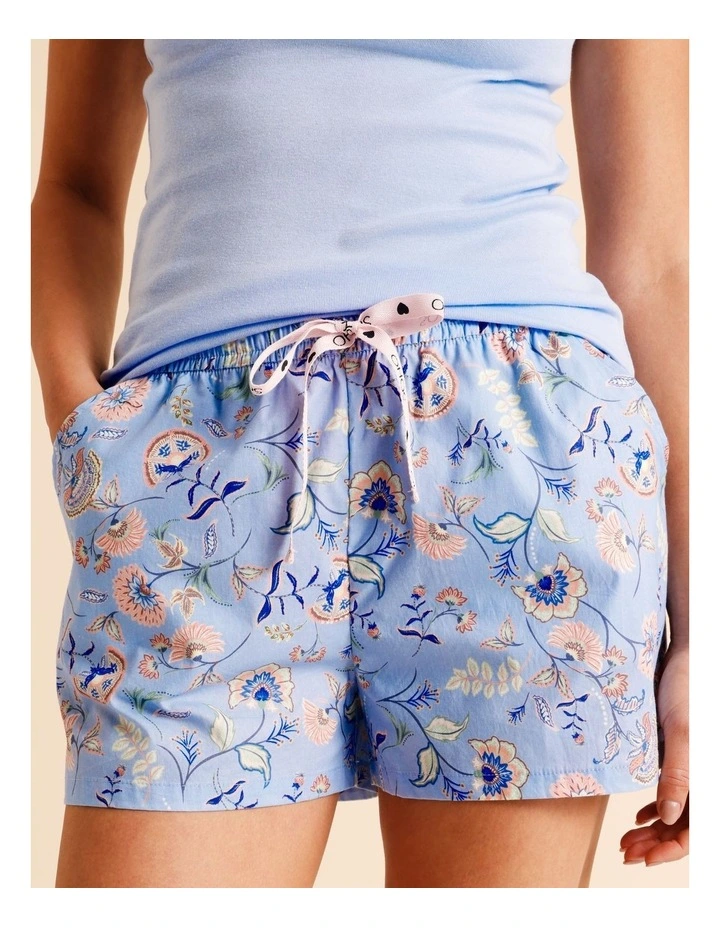 Essentials Woven PJ Short in Blue Paisley Print image 4