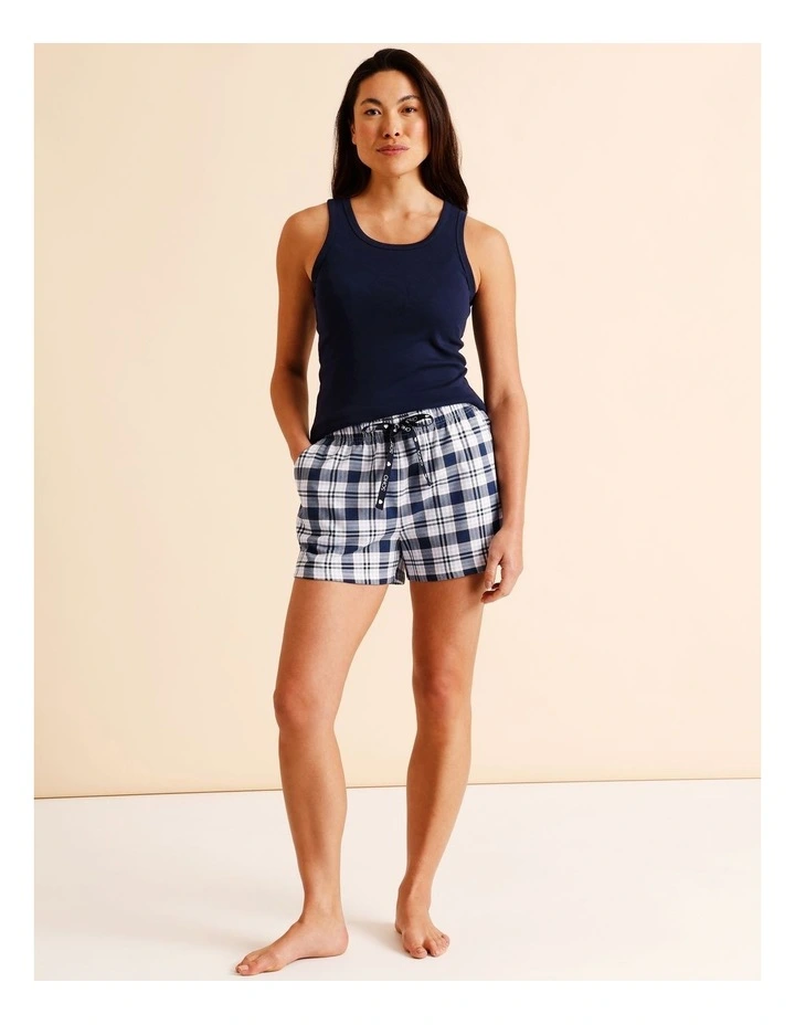 Essentials Knit PJ Short in Navy Check Print image 2