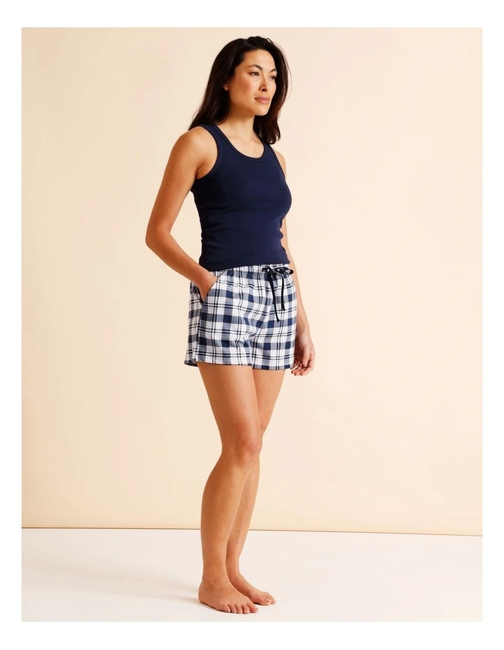 Essentials Knit PJ Short in Navy Check Print image 3
