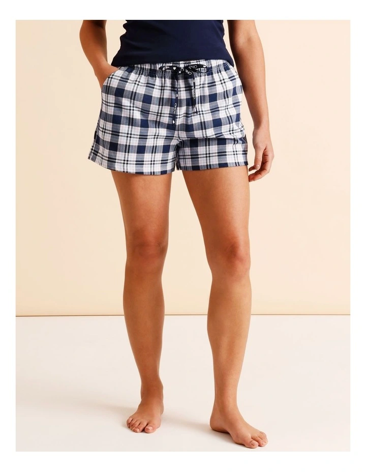 Essentials Knit PJ Short in Navy Check Print image 4
