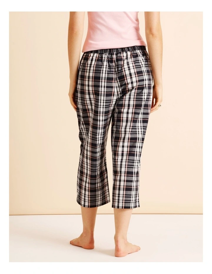Essentials Woven 3/4 PJ Pant in Black Check Print image 4