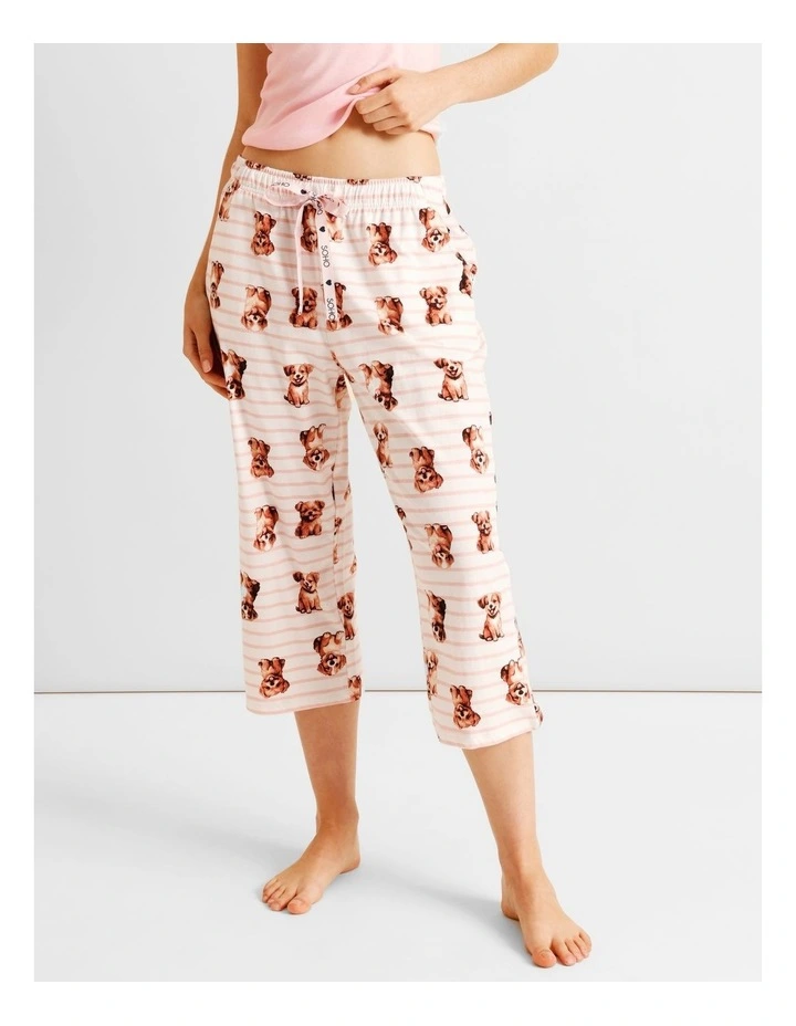 Essentials Knit 3/4 PJ Pant in Dog Stripe Print image 1