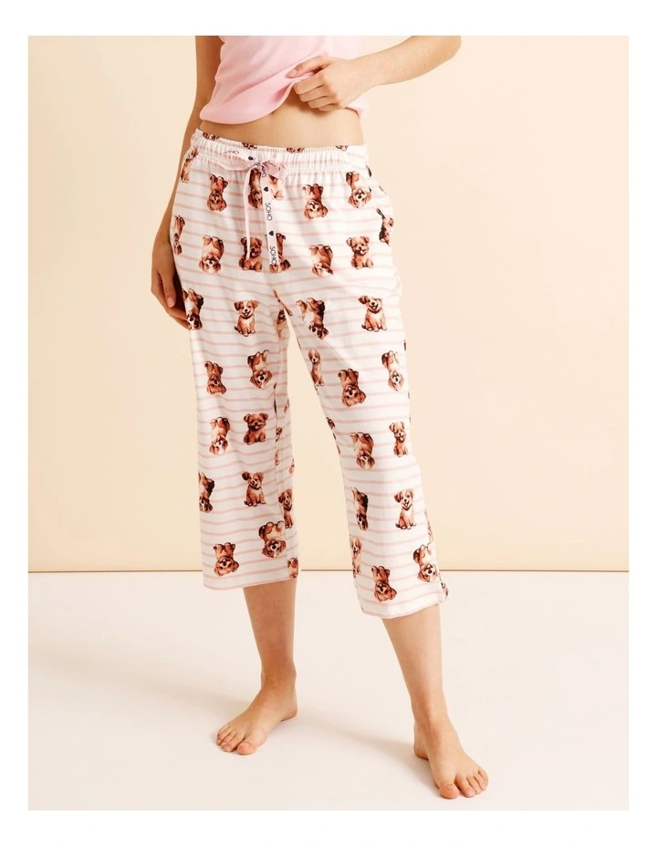 Essentials Knit 3/4 PJ Pant in Dog Stripe Print image 1