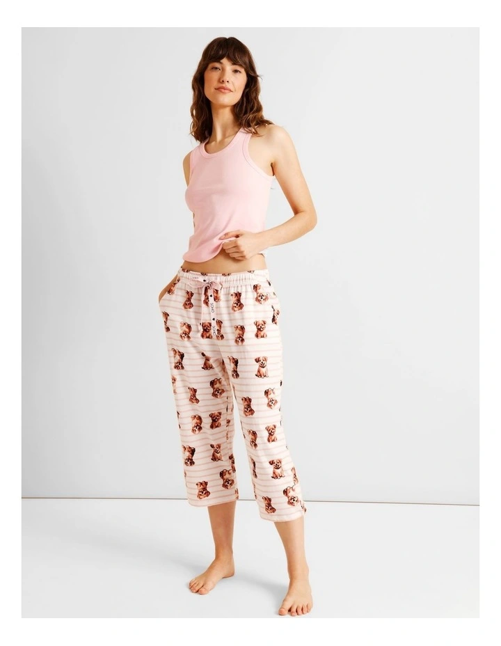 Essentials Knit 3/4 PJ Pant in Dog Stripe Print image 2