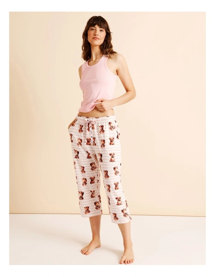 Essentials Knit 3/4 PJ Pant in Dog Stripe Print image 2