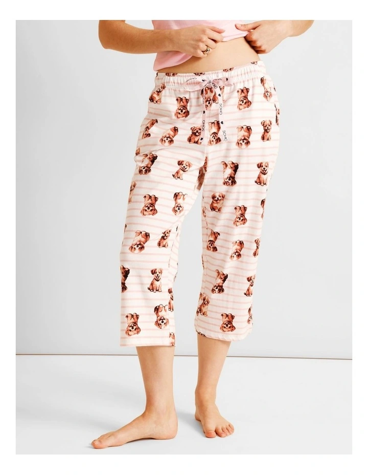 Essentials Knit 3/4 PJ Pant in Dog Stripe Print image 3