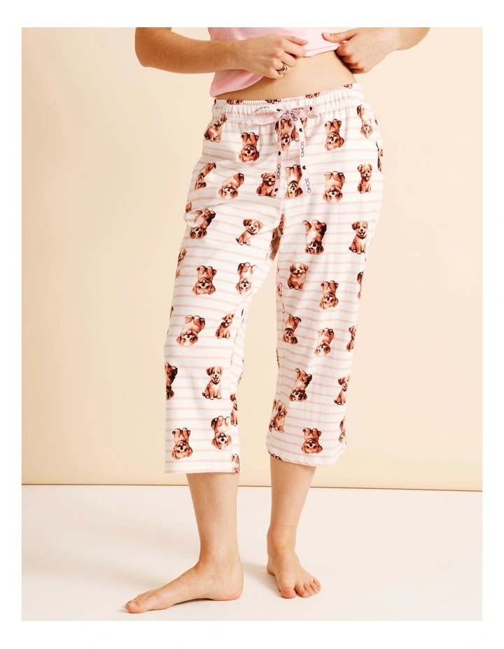 Essentials Knit 3/4 PJ Pant in Dog Stripe Print image 3