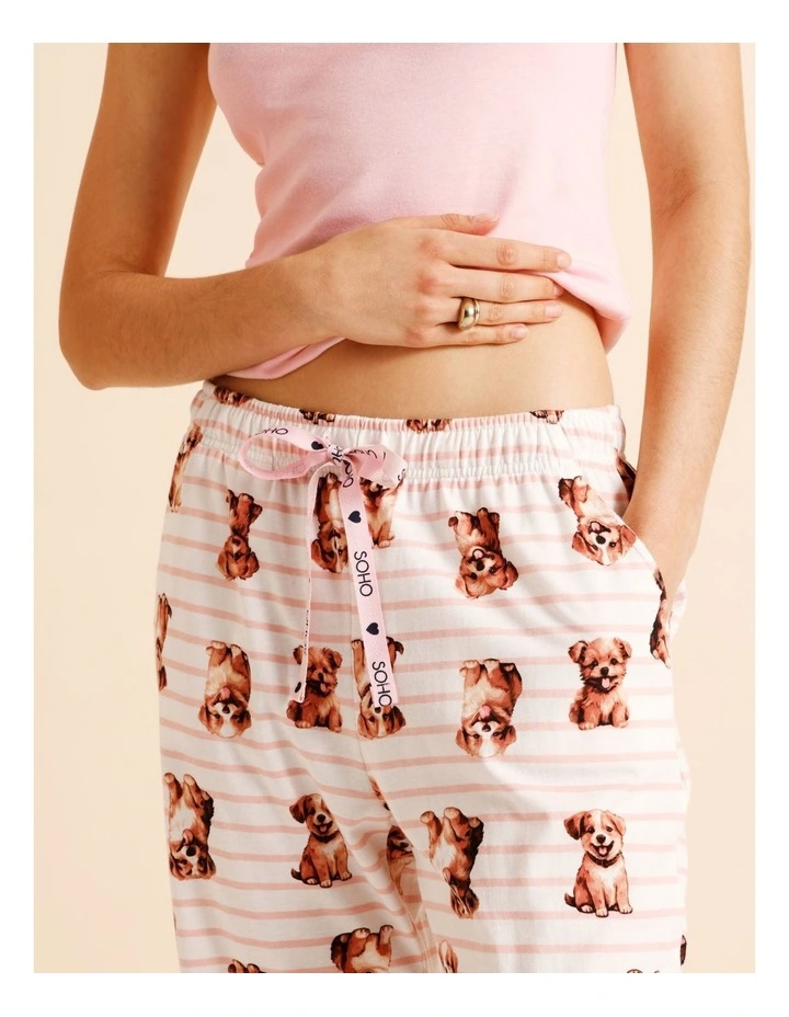 Essentials Knit 3/4 PJ Pant in Dog Stripe Print image 4