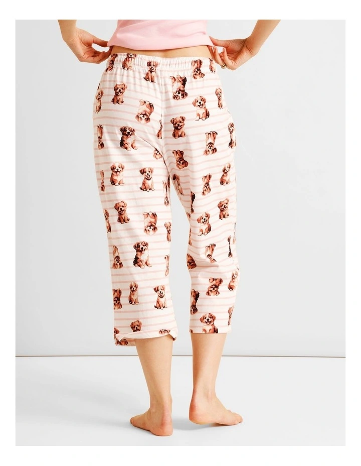 Essentials Knit 3/4 PJ Pant in Dog Stripe Print image 5
