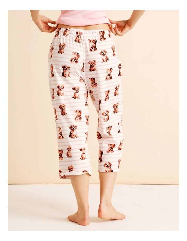Essentials Knit 3/4 PJ Pant in Dog Stripe Print image 5