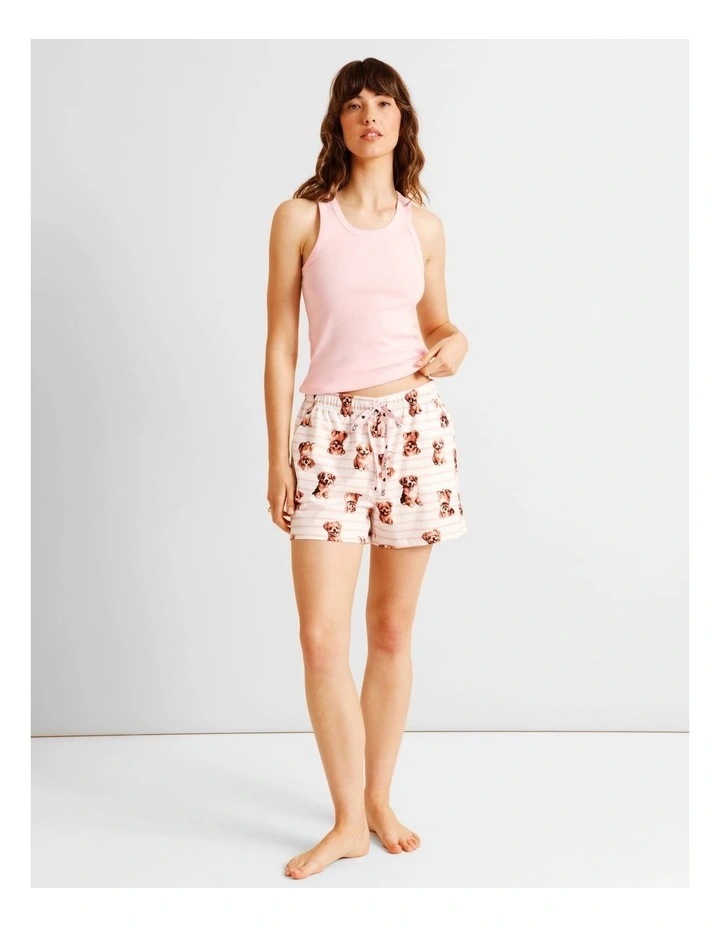 Essentials Knit PJ Short in Dog Stripe Print image 2