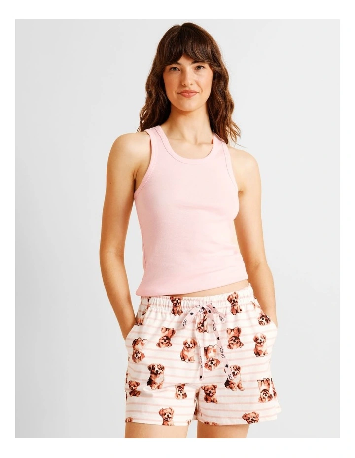 Essentials Knit PJ Short in Dog Stripe Print image 3