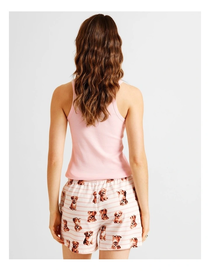 Essentials Knit PJ Short in Dog Stripe Print image 4