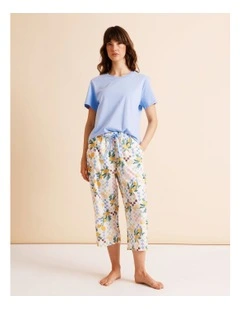 Essentials Woven 3/4 PJ Pant in Lemon Print