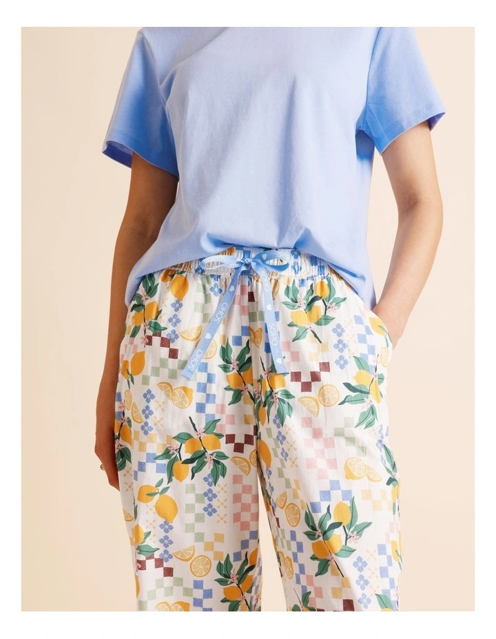 Essentials Woven 3/4 PJ Pant in Lemon Print image 3