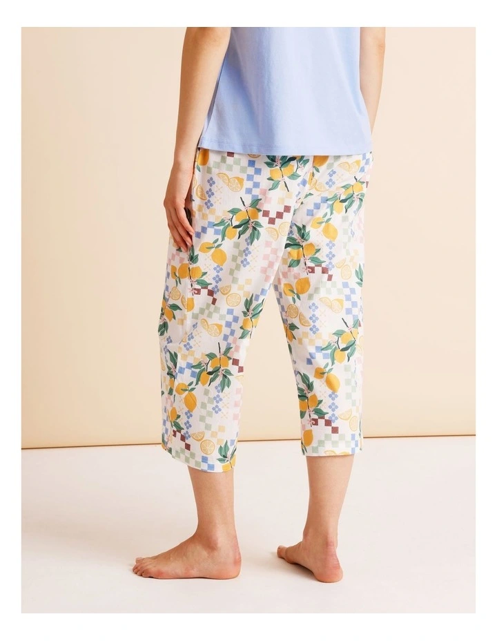 Essentials Woven 3/4 PJ Pant in Lemon Print image 4