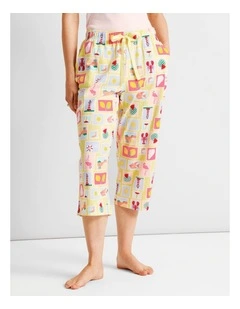 Essentials Knit 3/4 PJ Pant in Seaside Stamps Print