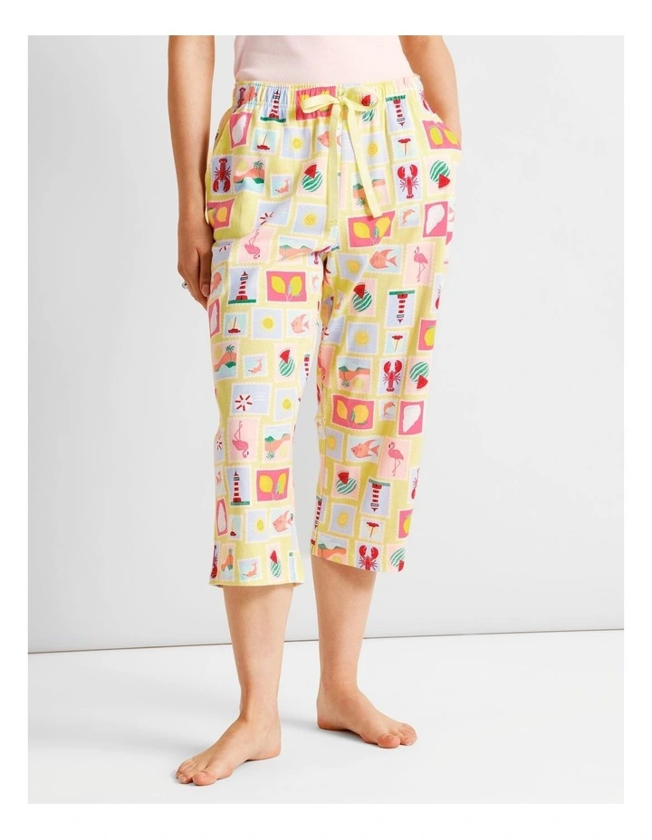 Essentials Knit 3/4 PJ Pant in Seaside Stamps Print image 1