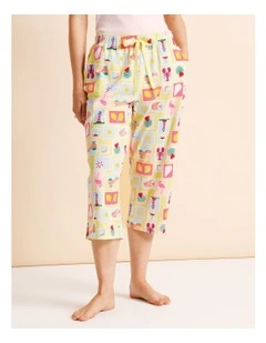 Essentials Knit 3/4 PJ Pant in Seaside Stamps Print