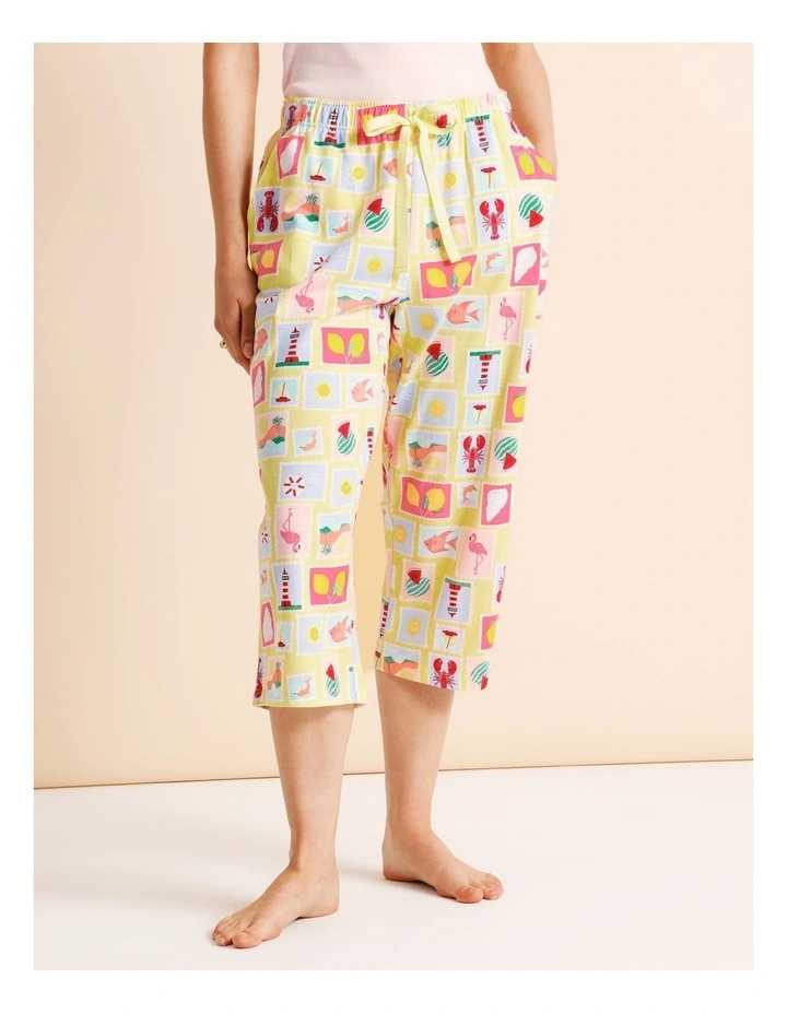 Essentials Knit 3/4 PJ Pant in Seaside Stamps Print image 1