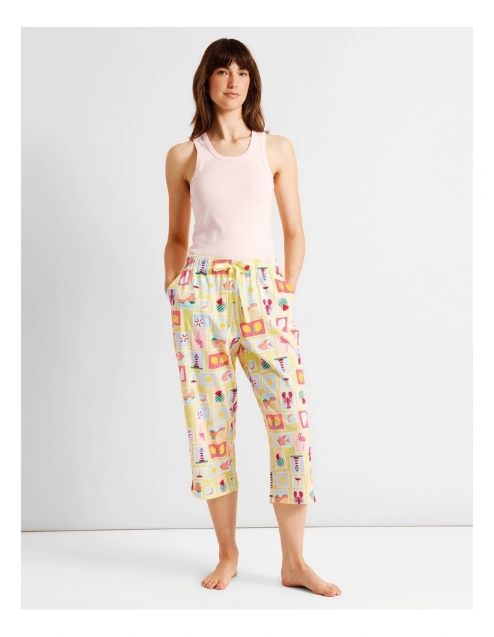 Essentials Knit 3/4 PJ Pant in Seaside Stamps Print image 2