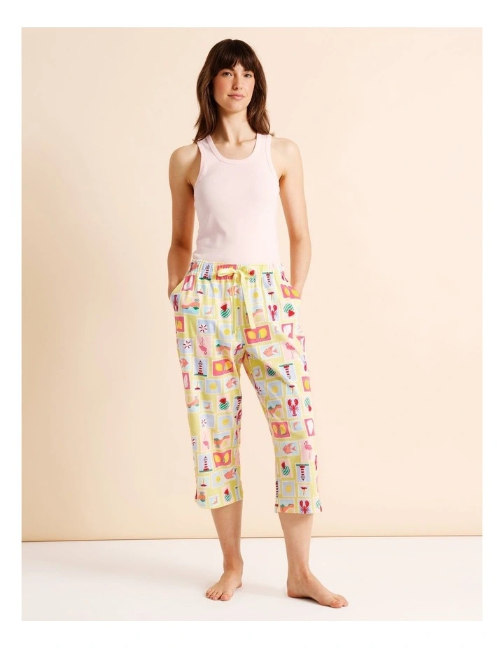 Essentials Knit 3/4 PJ Pant in Seaside Stamps Print image 2