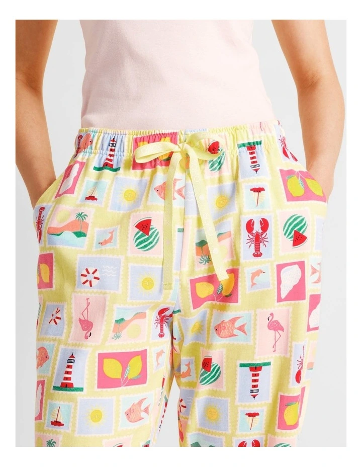 Essentials Knit 3/4 PJ Pant in Seaside Stamps Print image 3