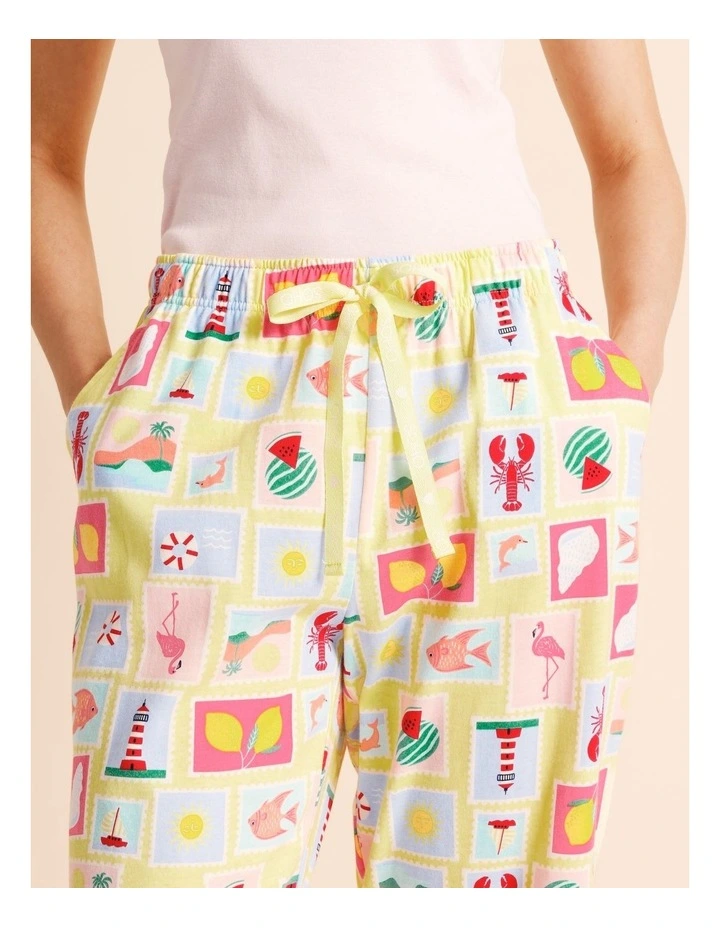 Essentials Knit 3/4 PJ Pant in Seaside Stamps Print image 3