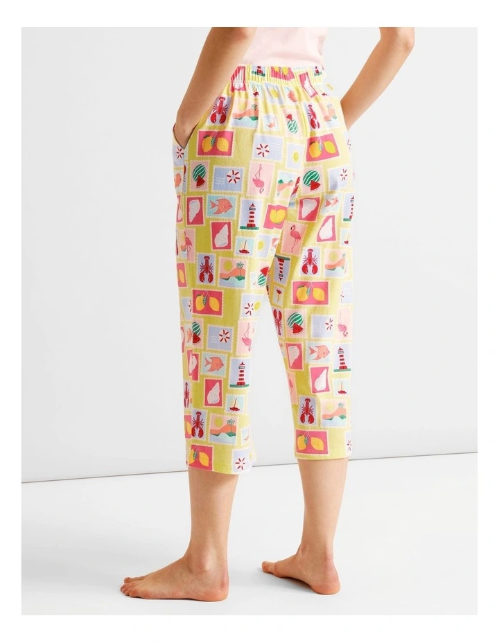 Essentials Knit 3/4 PJ Pant in Seaside Stamps Print image 4