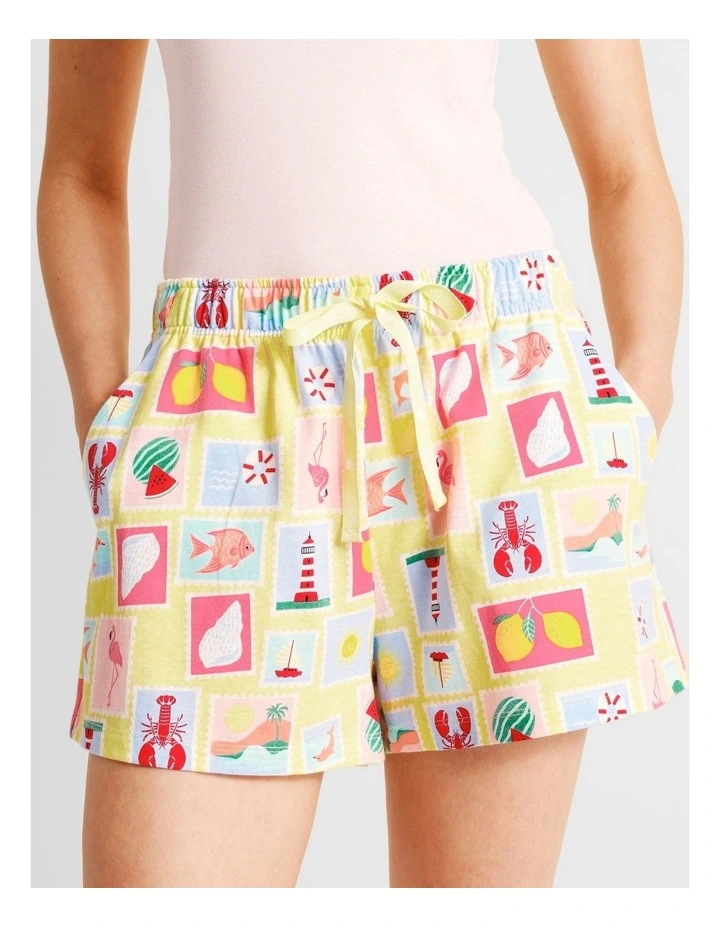 Essentials Knit PJ Short in Seaside Stamps Print image 1