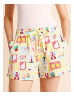 Essentials Knit PJ Short in Seaside Stamps Print