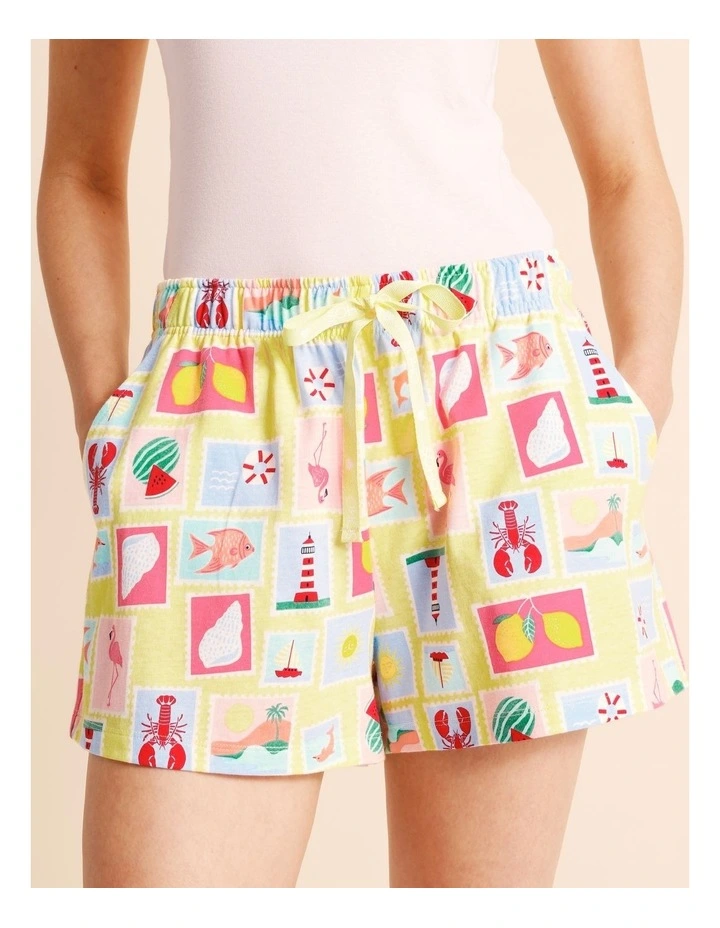 Essentials Knit PJ Short in Seaside Stamps Print image 1