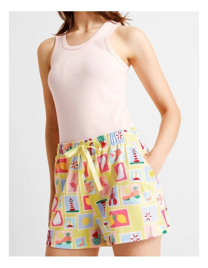 Essentials Knit PJ Short in Seaside Stamps Print image 4