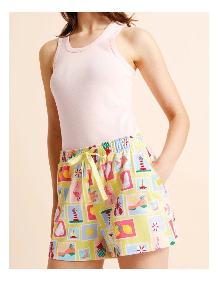 Essentials Knit PJ Short in Seaside Stamps Print image 4