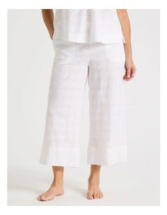 Seersucker 7/8 Woven Sleep Pants in White