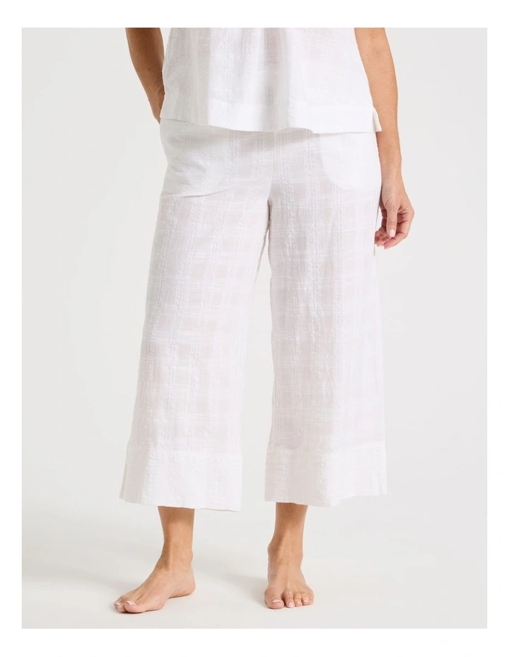 Seersucker 7/8 Woven Sleep Pants in White image 1