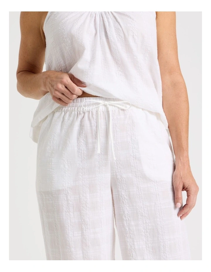 Seersucker 7/8 Woven Sleep Pants in White image 3