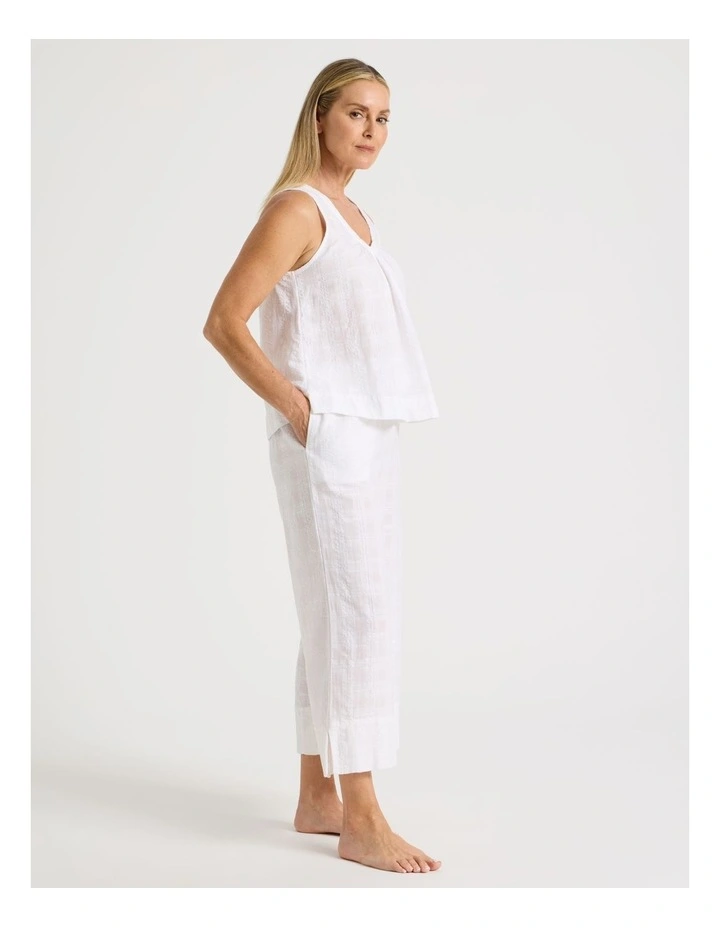 Seersucker 7/8 Woven Sleep Pants in White image 4