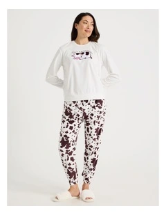 Cosy Fleece Pyjama Set in Sleepy Cow Print