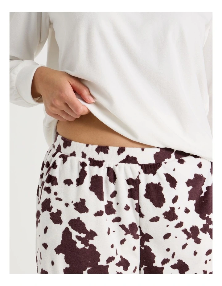 Cosy Fleece Pyjama Set in Sleepy Cow Print image 5