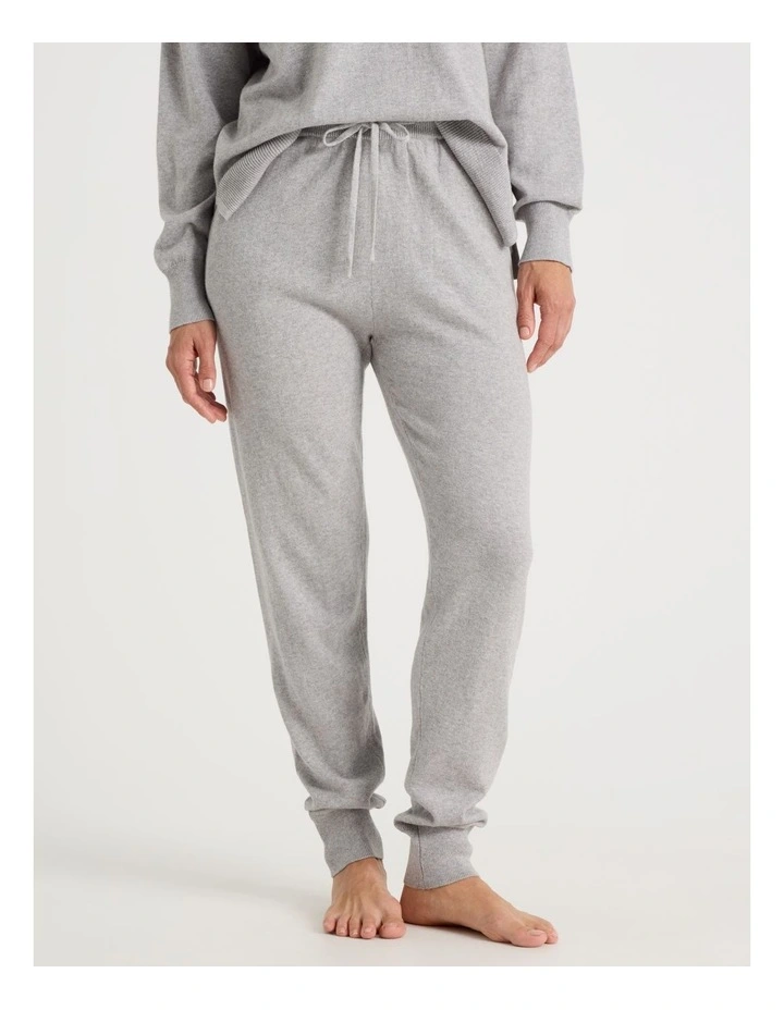 Cuffed Knit Sleep Pants in Grey Marle image 1