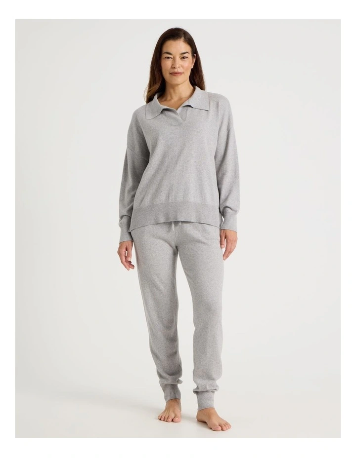 Cuffed Knit Sleep Pants in Grey Marle image 6