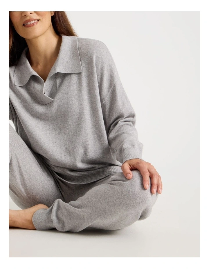 Cuffed Knit Sleep Pants in Grey Marle image 7