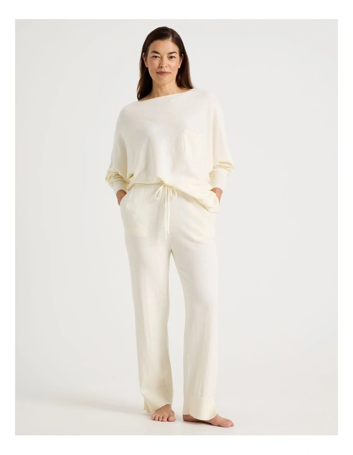 Knit Sleep Pants in White image 1