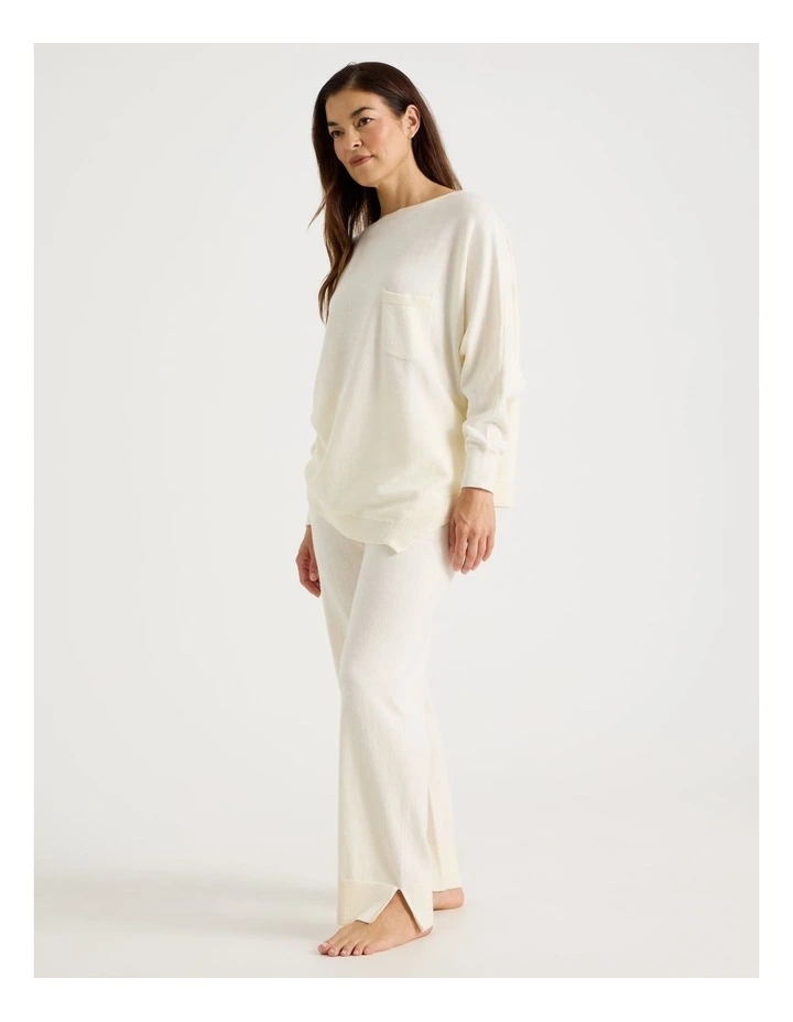 Knit Sleep Pants in White image 3