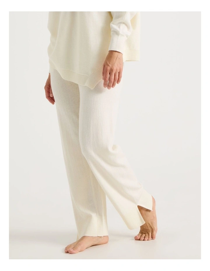 Knit Sleep Pants in White image 4