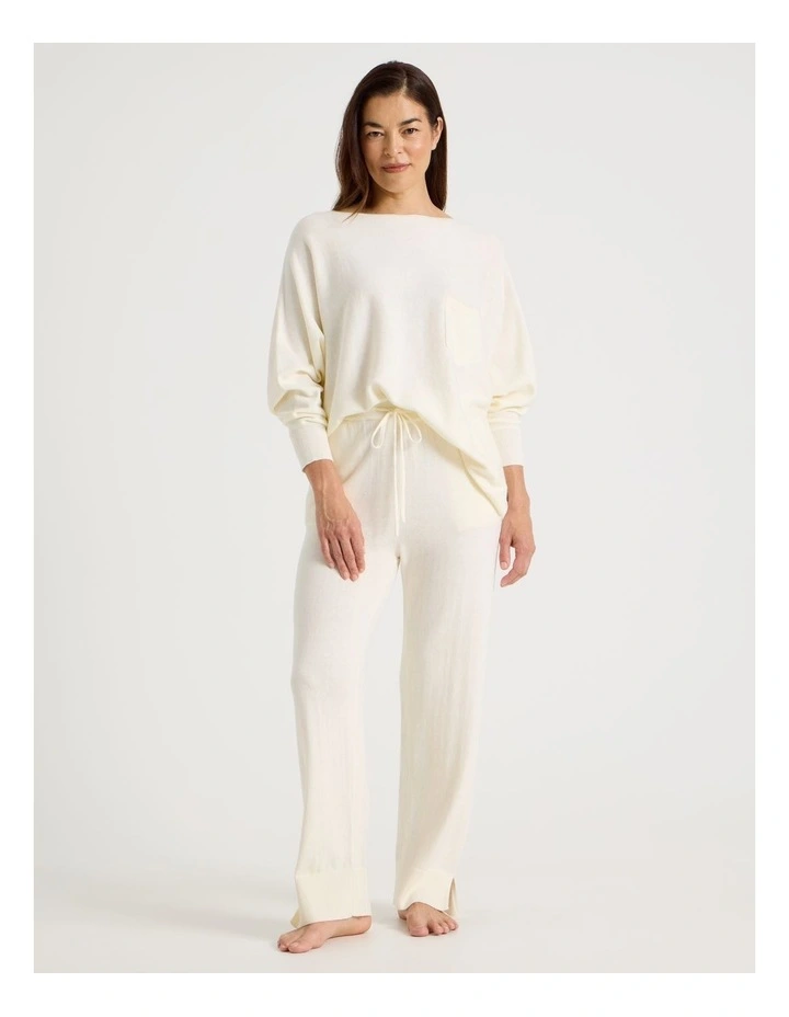 Knit Sleep Pants in White image 7