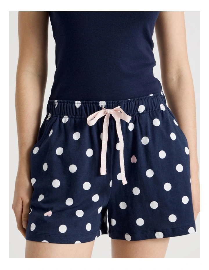 Cotton Knit Shortie in Navy Spot Print image 1